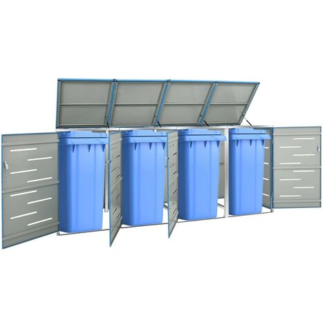 Cache 4 Poubelles Moderne Bleu 115 cm de hauteur. Idéal container sur roulette (1/5)