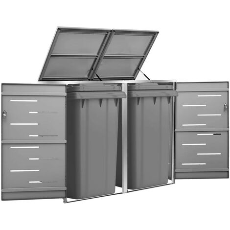Cache 2 Poubelles Moderne Gris Anthracite 115 cm de hauteur. Idéal container sur roulette (1/5)