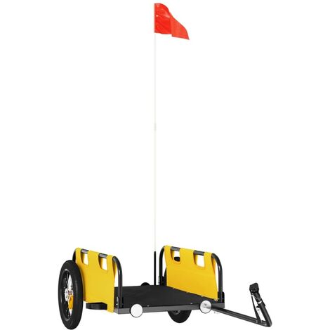 Remorque Vélo 126 cm Jaune pour Marchandises à fixer à un vélo. (1/5)