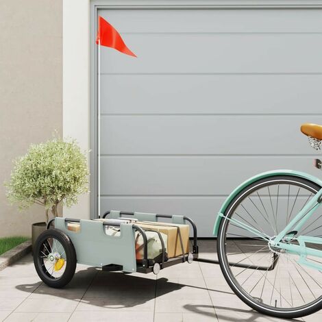Remorque Vélo 122 cm Gris pour Marchandises à fixer à un vélo. (1/5)