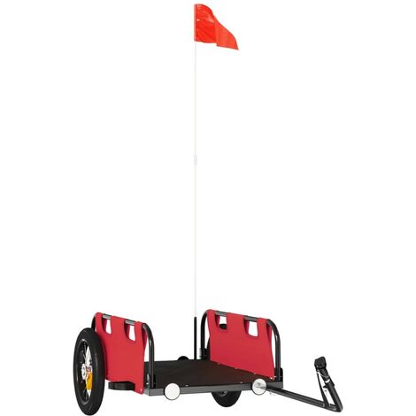 Remorque Vélo 126 cm Rouge pour Marchandises à fixer à un vélo. (1/5)