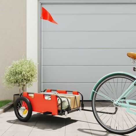Remorque Vélo 122 cm Orange pour Marchandises à fixer à un vélo. (1/5)