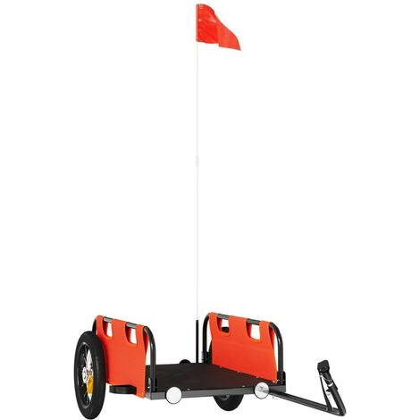 Remorque Vélo 126 cm Orange pour Marchandises à fixer à un vélo. (1/5)