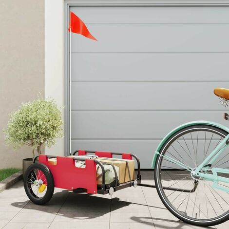 Remorque Vélo 135 cm Rouge pour Marchandises à fixer à un vélo. (1/5)
