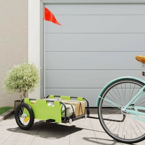 Remorque Vélo 135 cm Verte pour Marchandises à fixer à un vélo. (1/5)