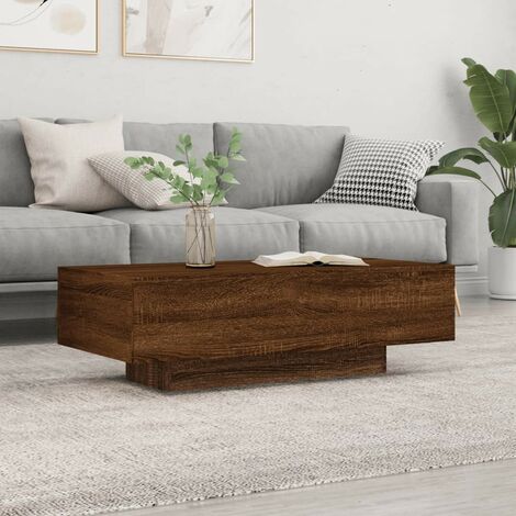 Table basse en bois d'ingénierie marron foncé – Dimensions 100 x 49,5 x 31 cm – Surface résistante à l'humidité – Design moderne épuré