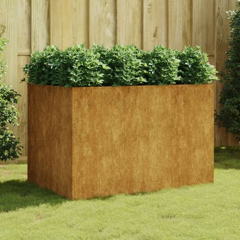 Le Poisson Qui Jardine – Jardinière en acier corten 120 x 80 x 80 cm – Aspect rouillé – Rectangulaire pour balcon, patio et jardin – Durable et anticorrosif (1/5)