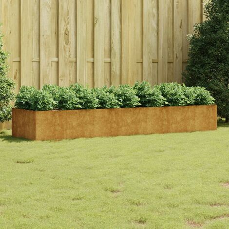 Le Poisson Qui Jardine – Jardinière acier corten 280×80×40 cm – Aspect rouille décoratif – Grande capacité pour plantations – Résiste aux intempéries (1/5)