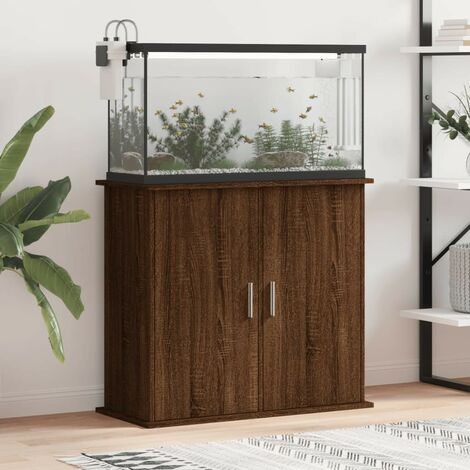Meuble Aquarium Marron Pour 80 X 30 cm. 2 Portes Support solide et stable pour aquariums