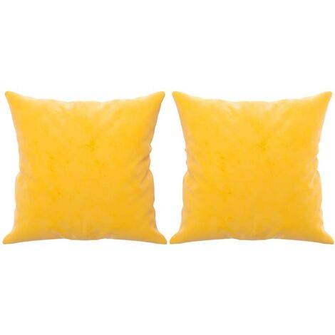 2 Coussins décoratifs Jaune 40 x 40 cm En Velours. Idéal Salon, Sofa et Canapé (1/5)