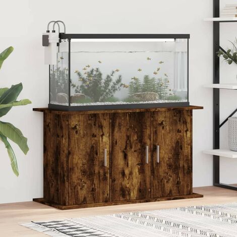 Le Poisson Qui Jardine – Meuble aquarium marron foncé 101 x 41 x 58 cm – Bois traité résistant à l'humidité – 3 portes – Support stable et sécurisé