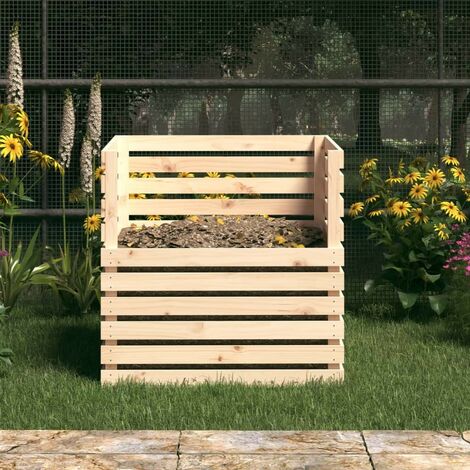 Le Poisson Qui Jardine – Composteur en bois de pin massif 1000 litres – Brun clair – Dimensions 100x100x102 cm – Collecte efficace des déchets organiques
