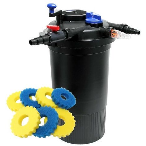 Filtre Bassin Sous Pression, + Mousses rechange UV 18W, Max 30000l sans poissons