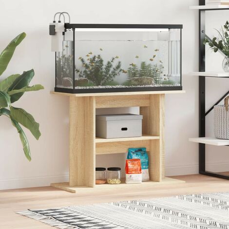Meuble Support Couleur Chêne Clair Aquariums 80 X 30-35 cm. 1 étagère Support solide et stable pour aquariums (1/5)