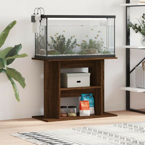 Meuble Support Marron Aquariums 80 X 30-35 cm. 1 étagère Support solide et stable pour aquariums (1/5)