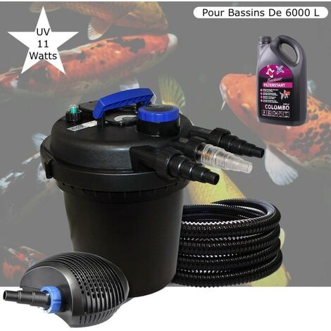 Kit Filtre Pression UV 11W Puissant, Pour Bassins De 6000 L + Bactéries 1000 ml (1/5)