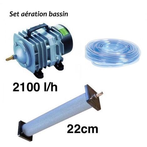 Set Aérateur Bulleur 22 cm Bassin De Jardin De 1000 à 3000 L. Pompe à air bassin + accessoires