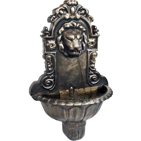 Tête de Lion Fontaine : décoration murale extérieure, aspect cuivre (1/5)