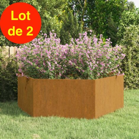 Lot de 2 Jardinières Acier Corten Hexagonale 138 X 138 X 45 cm. Aspect Rouille, Très tendance. Jardin, Patio, Balcon (1/5)