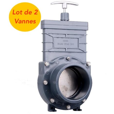 Lot de 2 Vannes Guillotines PVC 110 mm pour bassins de jardin et irrigation