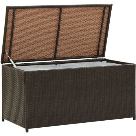 GRAND Coffre de jardin Marron Polyrotin 100 X 50 X 50. Rangement facile et discret (1/5)