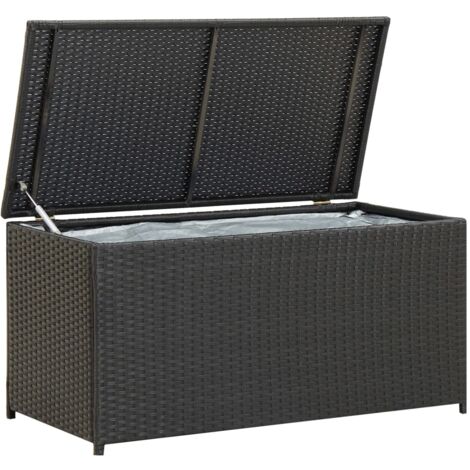 GRAND Coffre de jardin Noir Polyrotin 100 X 50 X 50. Rangement facile et discret (1/5)