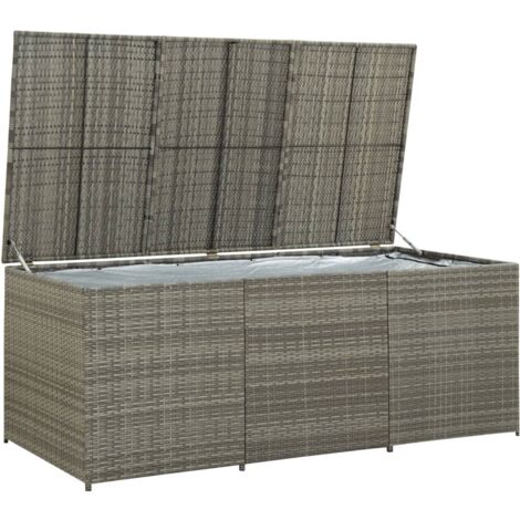 GRAND Coffre de jardin Gris Polyrotin 180 X 90 X 70. Rangement facile et discret (1/5)
