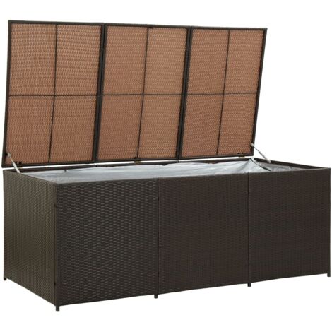 GRAND Coffre de jardin Marron Polyrotin 180 X 90 X 70. Rangement facile et discret