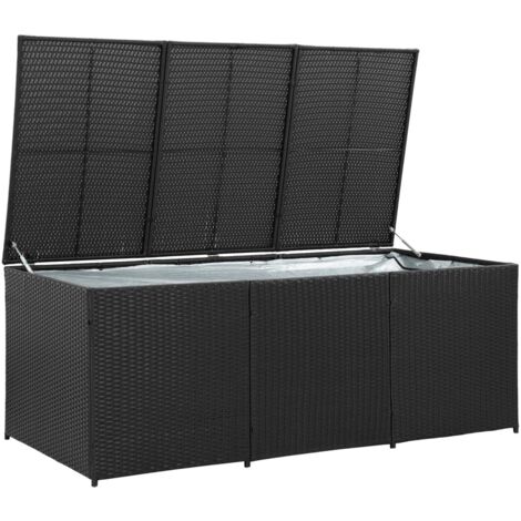 GRAND Coffre de jardin Noir Polyrotin 180 X 90 X 70. Rangement facile et discret (1/5)