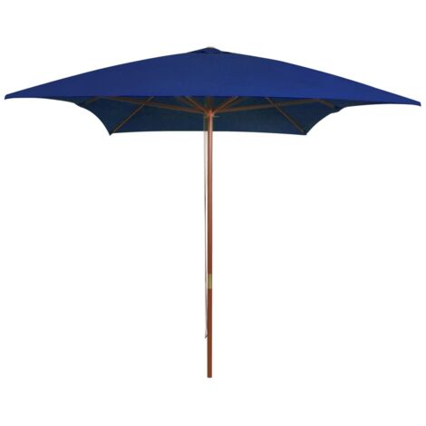 Grand Parasol Rectangle 300 X 200 X 250 cm Bleu. Poteau en bois. Raffinement et Ombre Terrasse et Jardin (1/5)
