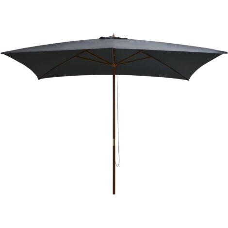 Grand Parasol Rectangle 300 X 200 X 250 cm Gris Anthracite. Poteau en bois. Raffinement et Ombre Terrasse et Jardin (1/5)