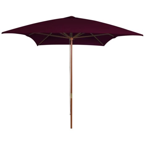 Grand Parasol Rectangle 300 X 200 X 250 cm Bordeaux. Poteau en bois. Raffinement et Ombre Terrasse et Jardin (1/5)