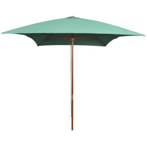 Grand Parasol Rectangle 300 X 200 X 250 cm Vert. Poteau en bois. Raffinement et Ombre Terrasse et Jardin (1/5)