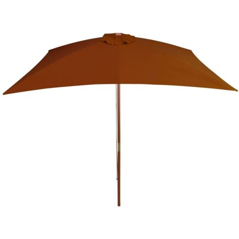 Grand Parasol Rectangle 300 X 200 X 250 cm Beige Foncé. Poteau en bois. Raffinement et Ombre Terrasse et Jardin (1/5)