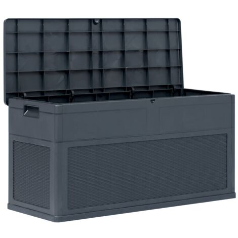 Coffre de jardin Gris Anthracite Plastique Solide 116 X 46 X 60 cm 320 l de volume. Rangement facile et discret (1/5)