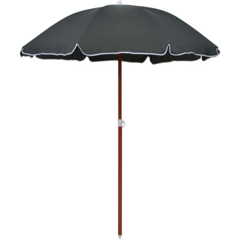 Parasol Rond 190 cm Gris Anthracite. Poteau en acier. Raffinement et Ombre Terrasse et Jardin (1/5)