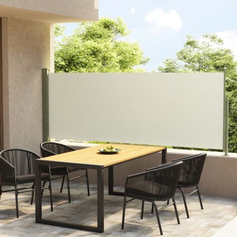 Brise-vue ou Auvent latéral Crème 117 cm de haut et 3 mètres de long. Idéal terrasse, patio et balcon. Discrétion et Intimité (1/5)