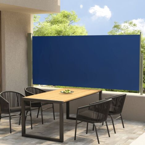 Brise-vue ou Auvent latéral Bleu 140 cm de haut et 3 mètres de long. Idéal terrasse, patio et balcon. Discrétion et Intimité (1/5)