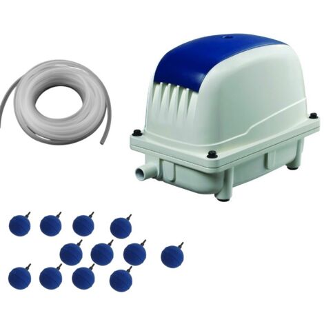 Set Aérateur Bassin Pompe à air 4800 l/h 12 Boules diffuseurs 5 cm de diamètre SILENCIEUX. Pour 8000 litres environ (1/5)