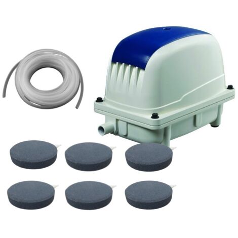 Set Aérateur Bassin Pompe à air 3600 l/h 6 diffuseurs 10 cm de diamètre SILENCIEUX. Pour 7000 litres environ (1/5)