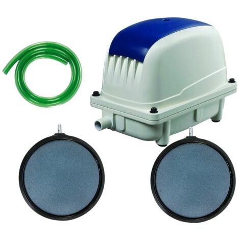 Set Aérateur Bassin Pompe à air 6000 l/h 2 diffuseurs 20 cm de diamètre SILENCIEUX. Pour 8000 - 10000 litres environ