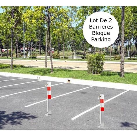 Lot de 2 Barrières Bloque Parking Et Stationnement. Hauteur : 70 cm