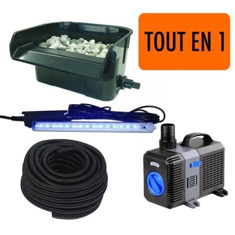 Le Poisson Qui Jardine – Cascade de jardin avec pompe 5000 l/h – Éclairage LED télécommandé – Tuyau 25 mm inclus – Kit complet 4 en 1 (1/5)