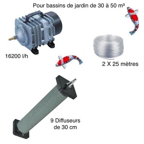 Set aérateur bassin 9 diffuseurs bulleurs 30 cm bassin de jardin de 30000 à 50000 l (1/5)