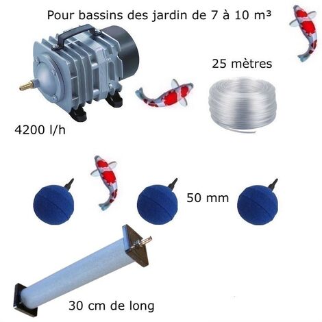 Set aération bassin 1 Diffuseur 30 cm + 3 Boules pour bassin de jardin de 7000 à 10000 litres (1/5)