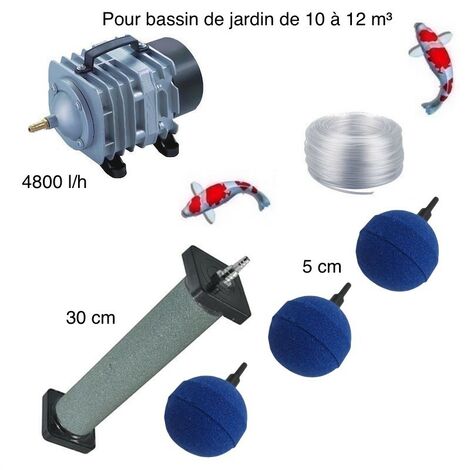 Set aération bassin de jardin 3 boules + 1 diffuseurs 30 cm de 10000 à 12000 litres (1/5)
