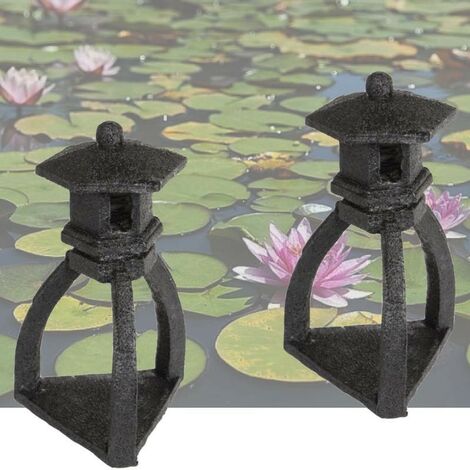 Lot De 2 Décorations De Bassin De Jardin, Pagode Noire, Zen, En Résine (1/4)