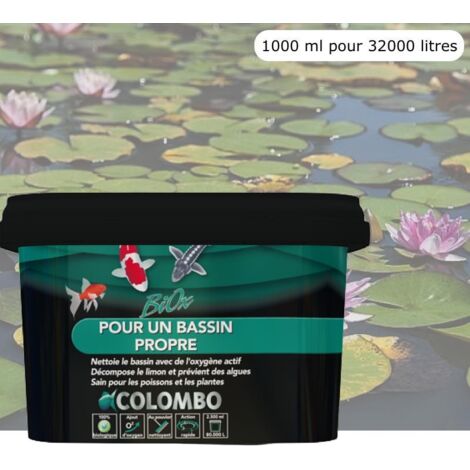 Le Poisson Qui Jardine – Oxygène actif 1000 ml pour bassin – Réduit algues filamenteuses – Équilibre pH et traite boues – Pour 32000 litres d'eau