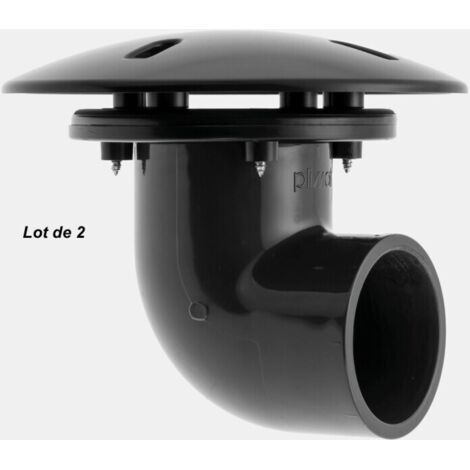 2 Bondes de fond à 90° 63 mm pour bassins de jardin et piscine. (1/4)