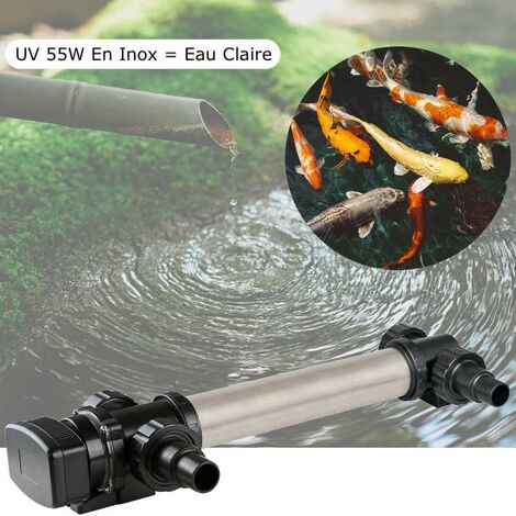 U.V INOX Stérilisateur - Clarificateur ( Ultra Violet ) 55W, Pour Bassin De Jardin, De Plus De 20 m³